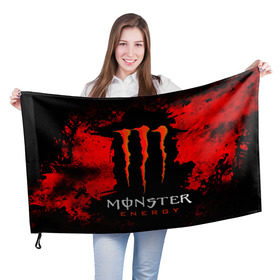 Флаг 3D с принтом MONSTER ENERGY (Z) в Санкт-Петербурге, 100% полиэстер | плотность ткани — 95 г/м2, размер — 67 х 109 см. Принт наносится с одной стороны | black monster | bmx | claw | cybersport | energy | monster | monster energy | moto | motocross | race | sport | киберспорт | когти | монстер энерджи | монстр | мото | мотокросс | ралли | скейтбординг | спорт | энергия