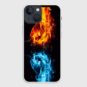 Чехол для iPhone 13 mini с принтом Огонь и Вода (противостояние) в Санкт-Петербурге,  |  | Тематика изображения на принте: dark | битва | битваогней | бокс | борьба | брызги | вода | волна | дракон | иньянь | искры | крутой | лед | мужчинам | неоновый | огненный | огонь | пламенный | пламя | притяжение | против