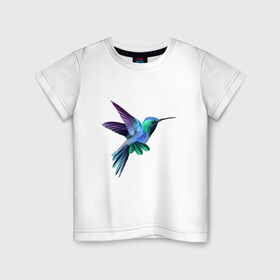 Детская футболка хлопок с принтом Колибри в Санкт-Петербурге, 100% хлопок | круглый вырез горловины, полуприлегающий силуэт, длина до линии бедер | арт | животные | картинка | птица колибри | птица нектарница | рисунок