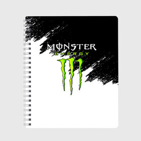 Тетрадь с принтом MONSTER ENERGY в Санкт-Петербурге, 100% бумага | 48 листов, плотность листов — 60 г/м2, плотность картонной обложки — 250 г/м2. Листы скреплены сбоку удобной пружинной спиралью. Уголки страниц и обложки скругленные. Цвет линий — светло-серый
 | black monster | bmx | claw | cybersport | energy | monster | monster energy | moto | motocross | race | sport | киберспорт | когти | монстер энерджи | монстр | мото | мотокросс | ралли | скейтбординг | спорт | энергия