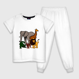 Детская пижама хлопок с принтом Африка в Санкт-Петербурге, 100% хлопок |  брюки и футболка прямого кроя, без карманов, на брюках мягкая резинка на поясе и по низу штанин
 | африка | детские | животные | жираф | звери | зоопарк | картинки | крокодил | лев | мультфильмы | обезьяна | прикольные | природа | слон