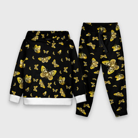 Детский костюм 3D (с толстовкой) с принтом Golden Butterfly pattern в Санкт-Петербурге,  |  | black | pattern | summer | wings | ангел | бабочка | бабочки | блестки | блестящий | девушке | желтые | животные | звери | золото | золотые | крылья | летать | летний | лето | мотылек | насекомое | ночные | паттерн