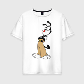 Женская футболка хлопок Oversize с принтом Animaniacs в Санкт-Петербурге, 100% хлопок | свободный крой, круглый ворот, спущенный рукав, длина до линии бедер
 | animaniacs | vdpartat | yakko warner | озорные анимашки | якко уорнер