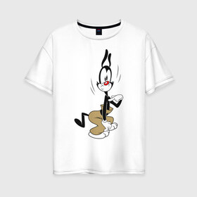 Женская футболка хлопок Oversize с принтом Якко Уорнер Animaniacs в Санкт-Петербурге, 100% хлопок | свободный крой, круглый ворот, спущенный рукав, длина до линии бедер
 | animaniacs | vdpartat | yakko warner | озорные анимашки | якко уорнер