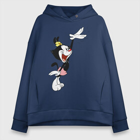 Женское худи Oversize хлопок с принтом Дот Уорнер Animaniacs в Санкт-Петербурге, френч-терри — 70% хлопок, 30% полиэстер. Мягкий теплый начес внутри —100% хлопок | боковые карманы, эластичные манжеты и нижняя кромка, капюшон на магнитной кнопке | Тематика изображения на принте: animaniacs | dot warner | vdpartat | дот уорнер | озорные анимашки