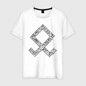 Мужская футболка хлопок с принтом ОДАЛ РУНА в Санкт-Петербурге, 100% хлопок | прямой крой, круглый вырез горловины, длина до линии бедер, слегка спущенное плечо. | 