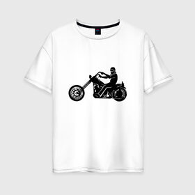 Женская футболка хлопок Oversize с принтом Chopper (Z) в Санкт-Петербурге, 100% хлопок | свободный крой, круглый ворот, спущенный рукав, длина до линии бедер
 | bike | chopper | harley davidson | hdi | hog | moto | motorcycle | байк | мотоцикл | мотоциклист | харли дэвидсон | чоппер