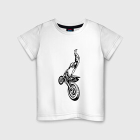 Детская футболка хлопок с принтом Мотоспорт (Z) в Санкт-Петербурге, 100% хлопок | круглый вырез горловины, полуприлегающий силуэт, длина до линии бедер | Тематика изображения на принте: enduro | ktm | moto | motocycle | sportmotorcycle | ктм | мото | мотокросс | мотоспорт