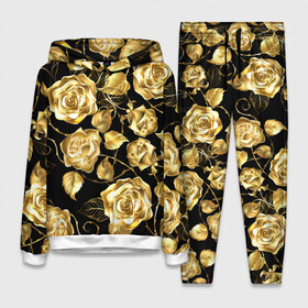 Женский костюм 3D (с толстовкой) с принтом Golden Roses в Санкт-Петербурге,  |  | flower | flowers | gold | golden | luxe | luxery | pink | rose | золотая | золото | красивая | мода | прикольная | приятная | роза | розовая | стильная | тренд | цветок | цветы | цвточки