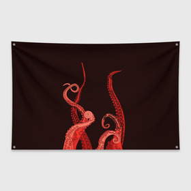 Флаг-баннер с принтом Red Octopus в Санкт-Петербурге, 100% полиэстер | размер 67 х 109 см, плотность ткани — 95 г/м2; по краям флага есть четыре люверса для крепления | 