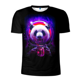 Мужская футболка 3D спортивная с принтом Панда-космонавт в Санкт-Петербурге, 100% полиэстер с улучшенными характеристиками | приталенный силуэт, круглая горловина, широкие плечи, сужается к линии бедра | Тематика изображения на принте: panda | абстракция | арт | галактика | животное | животные | зверь | картинка | космос | неон | панда | рисунок