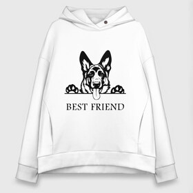 Женское худи Oversize хлопок с принтом ОВЧАРКА BEST FRIEND (Z) в Санкт-Петербурге, френч-терри — 70% хлопок, 30% полиэстер. Мягкий теплый начес внутри —100% хлопок | боковые карманы, эластичные манжеты и нижняя кромка, капюшон на магнитной кнопке | best friend | dog | doggie | doggy | авчарка | друг человека | другу | кинолог | лабрадор | мохнатый | овчарка | пес | пёсель | пёсик | подарок | подруге | собака | собакен | собаки | собачка | собачнику