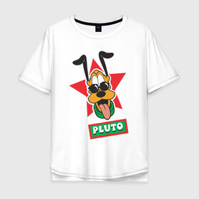 Мужская футболка хлопок Oversize с принтом Плутто в Санкт-Петербурге, 100% хлопок | свободный крой, круглый ворот, “спинка” длиннее передней части | disney | dog | pluto | vdpartat | герои диснея | дисней | пес | плуто | плутто | портрет плутто | собака