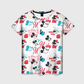 Женская футболка 3D с принтом Mickey Mouse, в Санкт-Петербурге, 100% полиэфир ( синтетическое хлопкоподобное полотно) | прямой крой, круглый вырез горловины, длина до линии бедер | disney | mickey mouse | vdpartat | дисней | маус | мики | микки | микки маус | мышонок микки | паттерн | текстура