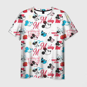 Мужская футболка 3D с принтом Mickey Mouse, в Санкт-Петербурге, 100% полиэфир | прямой крой, круглый вырез горловины, длина до линии бедер | disney | mickey mouse | vdpartat | дисней | маус | мики | микки | микки маус | мышонок микки | паттерн | текстура