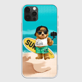 Чехол для iPhone 12 Pro Max с принтом Медвежонок серфер в Санкт-Петербурге, Силикон |  | лето | медведь | медвежонок | море | отдых | отпуск | плюшевый | плюшевый медведь | пляж | серфер