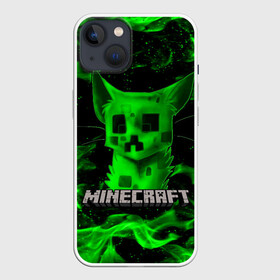 Чехол для iPhone 13 с принтом MINECRAFT CREEPER CAT в Санкт-Петербурге,  |  | Тематика изображения на принте: creeper | game | minecraft | блоки | игра | квадраты | компьютерная | кот | котенок | кошка | крипер | майнкрафт | огонь