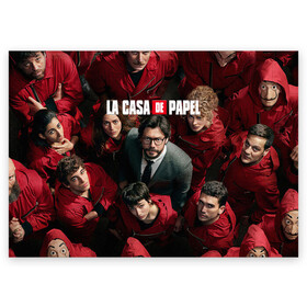 Поздравительная открытка с принтом La Casa de Papel (Z) в Санкт-Петербурге, 100% бумага | плотность бумаги 280 г/м2, матовая, на обратной стороне линовка и место для марки
 | Тематика изображения на принте: la casa de papel | netflix | берлин | бумажный дом | лиссабон | профессор | сальва | токио