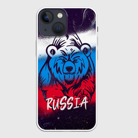 Чехол для iPhone 13 mini с принтом Russia Bear в Санкт-Петербурге,  |  | 12 июня | bear | marble | russia | грозный медведь | день россии | медведь | мишка | мрамор | мраморная | праздник | россия | страна | триколор | флаг