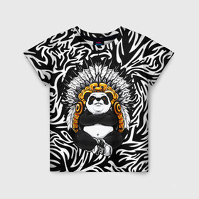 Детская футболка 3D с принтом Мудрая Панда в Санкт-Петербурге, 100% гипоаллергенный полиэфир | прямой крой, круглый вырез горловины, длина до линии бедер, чуть спущенное плечо, ткань немного тянется | Тематика изображения на принте: brand | kung fu | moda | panda | style | texture | бренд | кунг фу | кунгфу | мода | панденыш | панды | прикольные картинки | смайлы | стикербук | стиль | текстура | фон | эмодзи