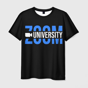 Мужская футболка 3D с принтом ZOOM в Санкт-Петербурге, 100% полиэфир | прямой крой, круглый вырез горловины, длина до линии бедер | skype | video | zoom | видео | дома | интернет | обучение | приложение | сиди | скайп | университет | школа