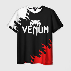 Мужская футболка 3D с принтом VENUM SPORT в Санкт-Петербурге, 100% полиэфир | прямой крой, круглый вырез горловины, длина до линии бедер | mma | snake | sports | ufc | venum | venum mma | бокс | борьба | бренд | венум | единоборства | змея | мма | спорт | юфс