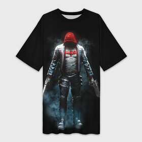 Платье-футболка 3D с принтом Red Hood в Санкт-Петербурге,  |  | batman | batman arkham knight | red hood | vdzabma | бэтмен | бэтмен рыцарь аркхема | красный колпак