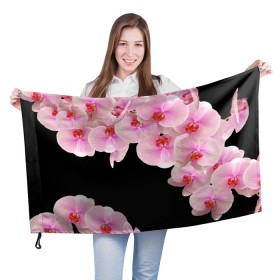 Флаг 3D с принтом Орхидеи в ночи в Санкт-Петербурге, 100% полиэстер | плотность ткани — 95 г/м2, размер — 67 х 109 см. Принт наносится с одной стороны | Тематика изображения на принте: азия | бабочки | бутоны | ветки | девушкам | джунгли | женщинам | лепестки | летний | лето | листья | любовь | март | орхидеи | орхидея | подарок | природа | растения | розовыецветы | сад | тропика
