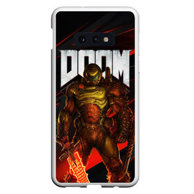 Чехол для Samsung S10E с принтом DOOM ETERNAL в Санкт-Петербурге, Силикон | Область печати: задняя сторона чехла, без боковых панелей | Тематика изображения на принте: demons | devil | doom | doom eternal | doom guy | doom slayer | hell | iddqd | slayer | ад | демоны | дум | палач рока