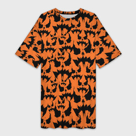 Платье-футболка 3D с принтом Scarecrow pattern в Санкт-Петербурге,  |  | Тематика изображения на принте: batman | batman arkham knight | scarecrow | vdzabma | бэтмен | бэтмен рыцарь аркхема | пугало