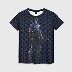 Женская футболка 3D с принтом Nightwing в Санкт-Петербурге, 100% полиэфир ( синтетическое хлопкоподобное полотно) | прямой крой, круглый вырез горловины, длина до линии бедер | batman | batman arkham knight | nightwing | vdzabma | бэтмен | бэтмен рыцарь аркхема | найтвинг