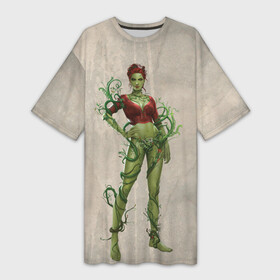 Платье-футболка 3D с принтом Poison Ivy в Санкт-Петербурге,  |  | batman | batman arkham knight | poison ivy | vdzabma | бэтмен | бэтмен рыцарь аркхема | ядовитый плющ