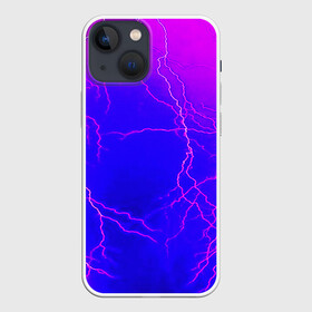 Чехол для iPhone 13 mini с принтом НЕОНОВАЯ МОЛНИЯ в Санкт-Петербурге,  |  | color | colour | electricity | glim | glow | light | lights | neon | power | shine | молния | напряжение | неоновый | разряд | стихия | ток | удар | электричество