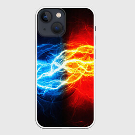 Чехол для iPhone 13 mini с принтом БИТВА МОЛНИЙ в Санкт-Петербурге,  |  | color | colour | electricity | glim | glow | light | lights | neon | power | shine | молния | напряжение | неоновый | разряд | стихия | ток | удар | электричество