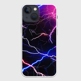 Чехол для iPhone 13 mini с принтом НЕОНОВЫЕ МОЛНИИ в Санкт-Петербурге,  |  | Тематика изображения на принте: color | colour | electricity | glim | glow | light | lights | neon | power | shine | молния | напряжение | неоновый | разряд | стихия | ток | удар | электричество