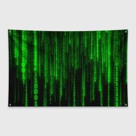 Флаг-баннер с принтом Матрица код цифры программист в Санкт-Петербурге, 100% полиэстер | размер 67 х 109 см, плотность ткани — 95 г/м2; по краям флага есть четыре люверса для крепления | бинарный код | веб | вирус | всемирная паутина | двоичный код | зеленый | интернет | информация | кибер | код | кодер | кодирование | матрица | наука | олдскул | по | программирование