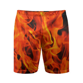 Мужские шорты спортивные с принтом ОГОНЬ в Санкт-Петербурге,  |  | fire | в огне | взрыв | огненный | огонь | пожар | текстура