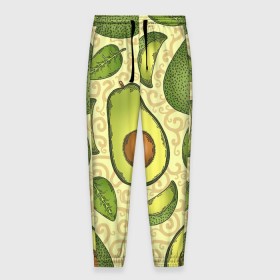 Мужские брюки 3D с принтом Авокадо в Санкт-Петербурге, 100% полиэстер | манжеты по низу, эластичный пояс регулируется шнурком, по бокам два кармана без застежек, внутренняя часть кармана из мелкой сетки | авокадо | зеленый | лайм | листок