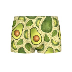 Мужские трусы 3D с принтом Авокадо в Санкт-Петербурге, 50% хлопок, 50% полиэстер | классическая посадка, на поясе мягкая тканевая резинка | Тематика изображения на принте: авокадо | зеленый | лайм | листок