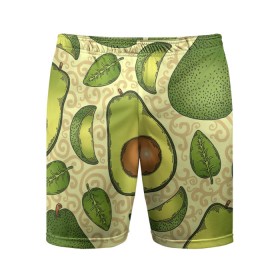 Мужские шорты спортивные с принтом Авокадо в Санкт-Петербурге,  |  | авокадо | зеленый | лайм | листок