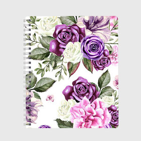 Тетрадь с принтом Красивые розы в Санкт-Петербурге, 100% бумага | 48 листов, плотность листов — 60 г/м2, плотность картонной обложки — 250 г/м2. Листы скреплены сбоку удобной пружинной спиралью. Уголки страниц и обложки скругленные. Цвет линий — светло-серый
 | Тематика изображения на принте: белые розы | белый | необычные | розовый | розы | синие розы | синий | фиолетовые розы | фиолетовый | цветы