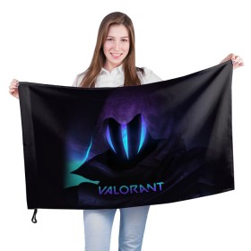 Флаг 3D с принтом VALORANT OMEN в Санкт-Петербурге, 100% полиэстер | плотность ткани — 95 г/м2, размер — 67 х 109 см. Принт наносится с одной стороны | omen | riot games | valorant | валорант | детская | детям | игра | компьютерная игра | омен | омэн | персонаж | стрельба | стрелялка | шутер