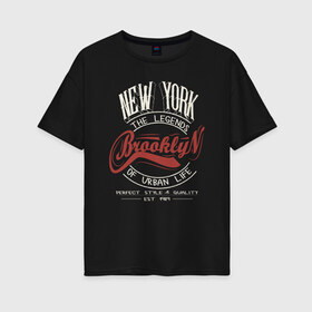 Женская футболка хлопок Oversize с принтом Городские легенды Нью-Йорка в Санкт-Петербурге, 100% хлопок | свободный крой, круглый ворот, спущенный рукав, длина до линии бедер
 | bronx | brooklyn | city | manhattan | new york | queens | retro | staten island | usa | vintage | бронкс | бруклин | винтаж | джерси | квинс | легенды | мантэттен | манхеттен | манхэттэн | нью джерси | нью йорк | остров | ретро | стейтен айленд |