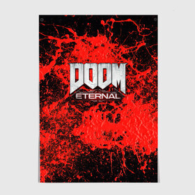 Постер с принтом Doom Eternal в Санкт-Петербурге, 100% бумага
 | бумага, плотность 150 мг. Матовая, но за счет высокого коэффициента гладкости имеет небольшой блеск и дает на свету блики, но в отличии от глянцевой бумаги не покрыта лаком | bethesda softworks | doom eternal | doomguy | id software | демоны | дум этернал | марс | палач рока | этернал