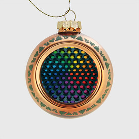 Стеклянный ёлочный шар с принтом 3Д спектр в Санкт-Петербурге, Стекло | Диаметр: 80 мм | горошек | железо | жесть | излучение | иллюзия | круги | лампочки | металл | оболочка | объём | радуга | сияние | соты | сталь | фонари | шарики | шары
