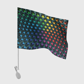 Флаг для автомобиля с принтом 3Д спектр в Санкт-Петербурге, 100% полиэстер | Размер: 30*21 см | горошек | железо | жесть | излучение | иллюзия | круги | лампочки | металл | оболочка | объём | радуга | сияние | соты | сталь | фонари | шарики | шары