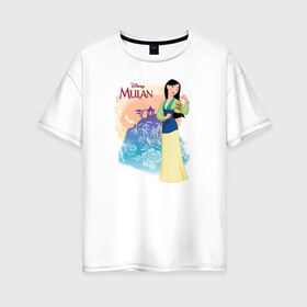 Женская футболка хлопок Oversize с принтом Fa Mulan в Санкт-Петербурге, 100% хлопок | свободный крой, круглый ворот, спущенный рукав, длина до линии бедер
 | fa mulan | mulan | vdosadir | бэрри кук | дисней | мулан | тони бэнкрофт | фа мулан