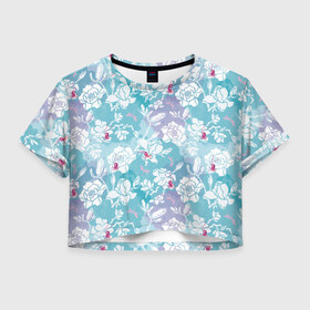 Женская футболка Crop-top 3D с принтом Mulan Flowers Pattern в Санкт-Петербурге, 100% полиэстер | круглая горловина, длина футболки до линии талии, рукава с отворотами | flowers | mulan | vdosadir | бэрри кук | мулан | тони бэнкрофт | цветы