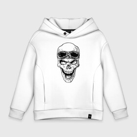 Детское худи Oversize хлопок с принтом Skull в Санкт-Петербурге, френч-терри — 70% хлопок, 30% полиэстер. Мягкий теплый начес внутри —100% хлопок | боковые карманы, эластичные манжеты и нижняя кромка, капюшон на магнитной кнопке | grin | jaw | orbits | skull | teeth | глазницы | зубы | оскал | очки | пасть | череп