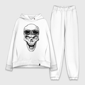 Женский костюм хлопок Oversize с принтом Skull в Санкт-Петербурге,  |  | grin | jaw | orbits | skull | teeth | глазницы | зубы | оскал | очки | пасть | череп